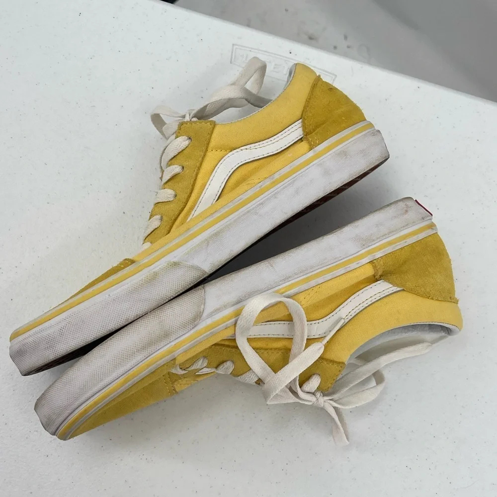 Vans yellow leather canvas skater sneakers